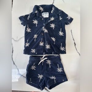 Old Navy Dark Blue Palm Print Set
